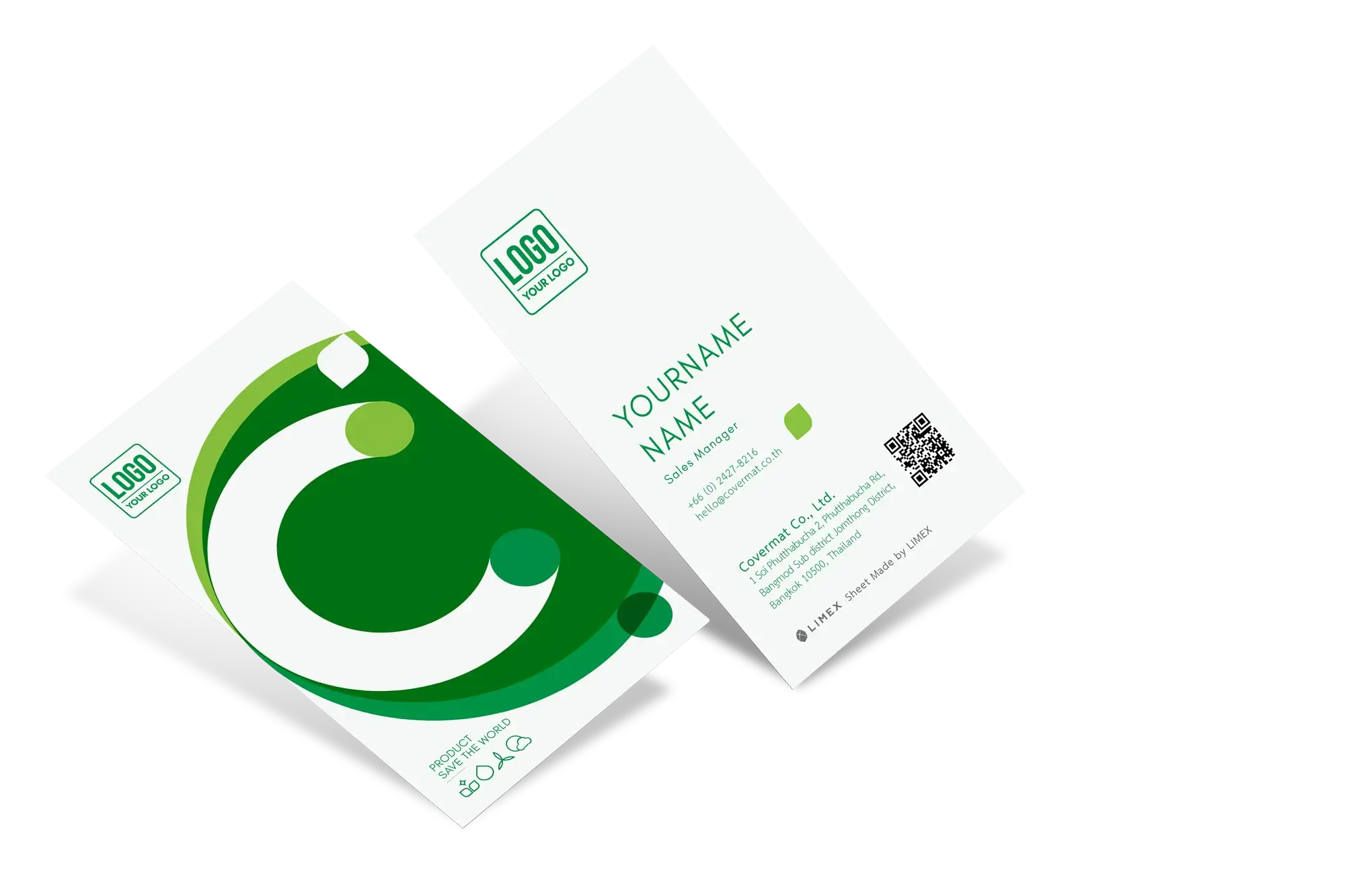 GREEN COVERMAT BUSINESS CARD 1